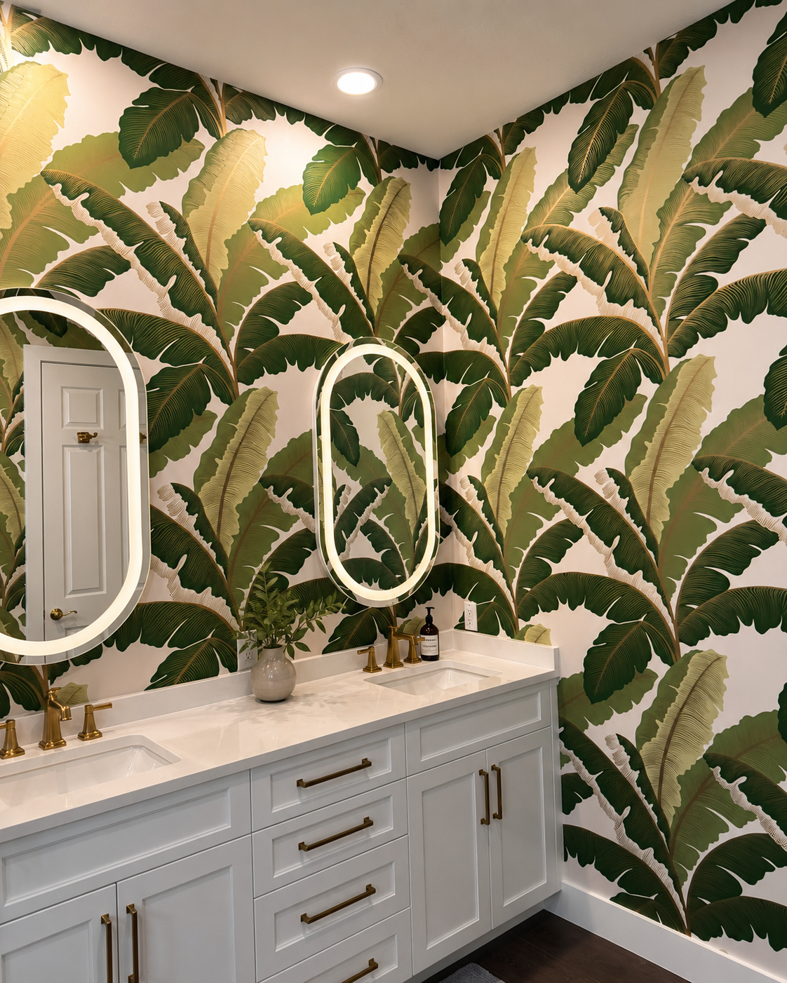 Tropical Botanical Guest Bathroom, Jupiter, Florida